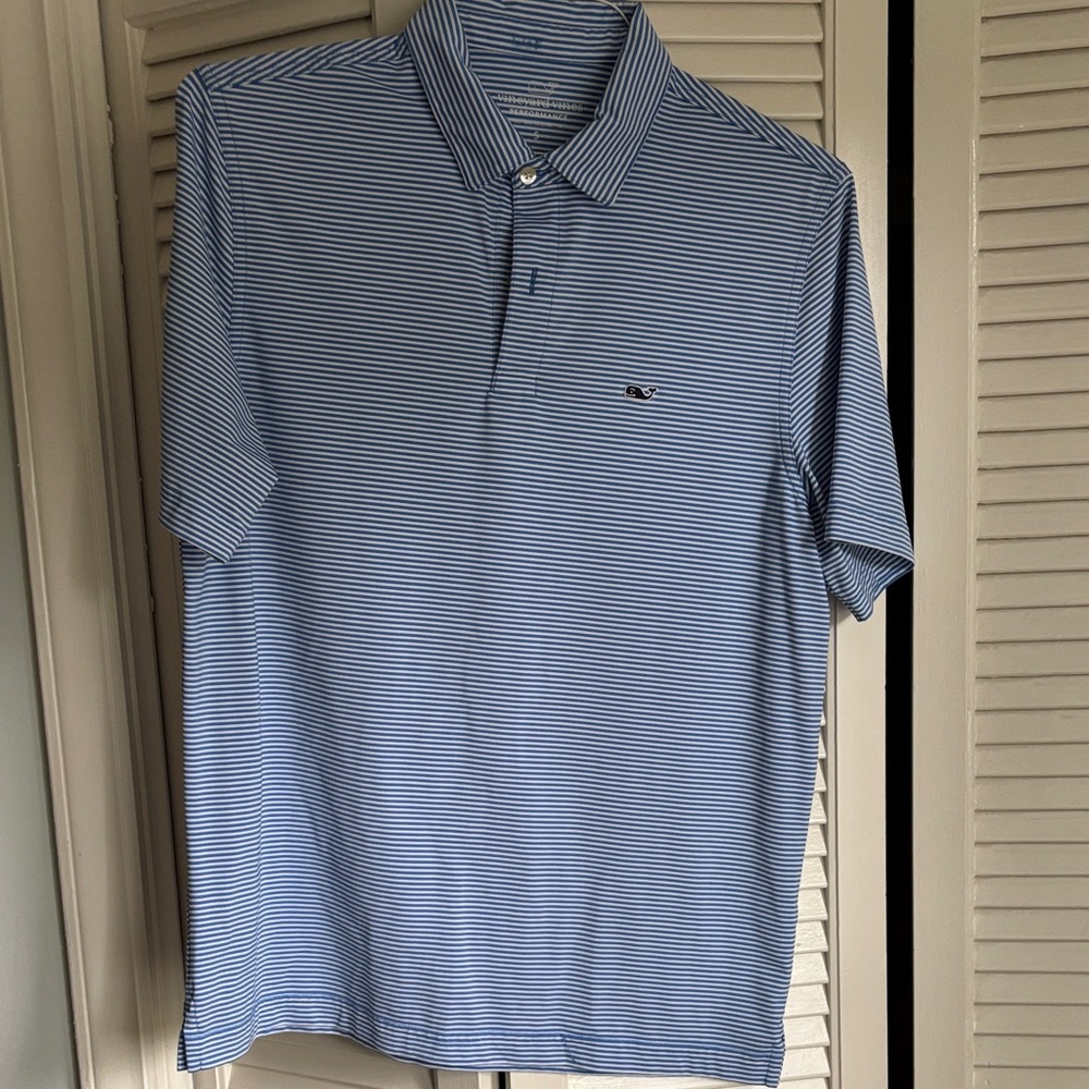 Vineyard Vines Blue and White Striped Polo